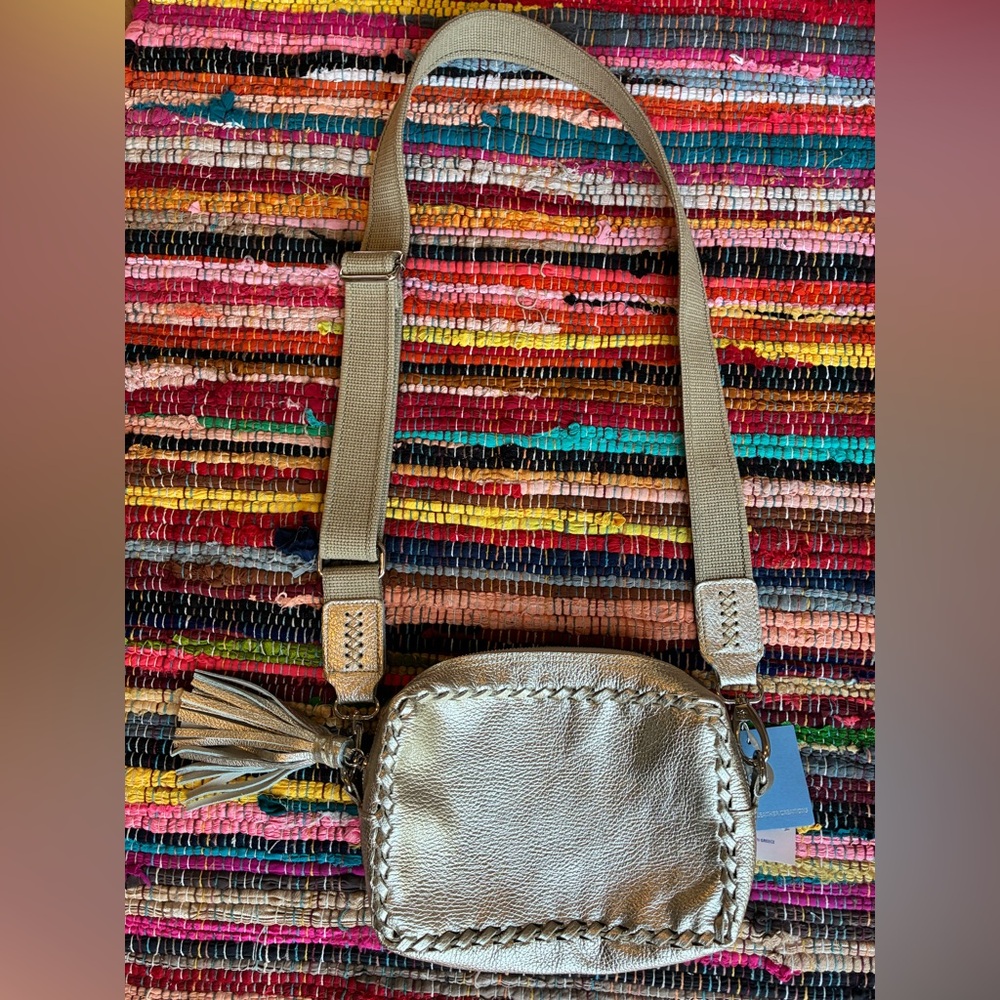 Gorgeous NWT Ciel Pebbled Champagne Leather Crossbody Bag- Handmade